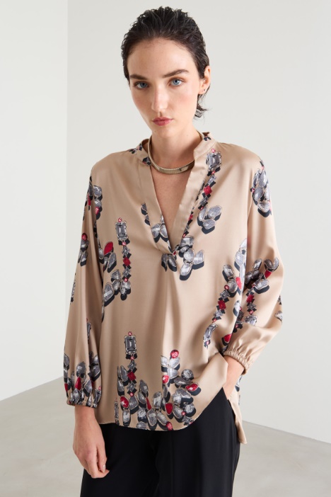 Blusa in twill a fantasia Intrend