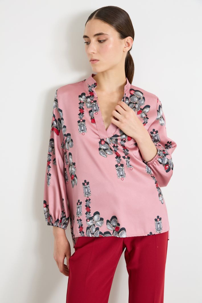 Blusa in twill a fantasia Intrend