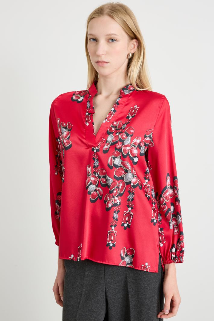 Blusa in twill a fantasia Intrend