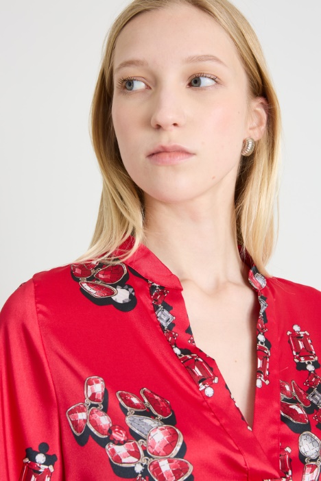 Blusa in twill a fantasia