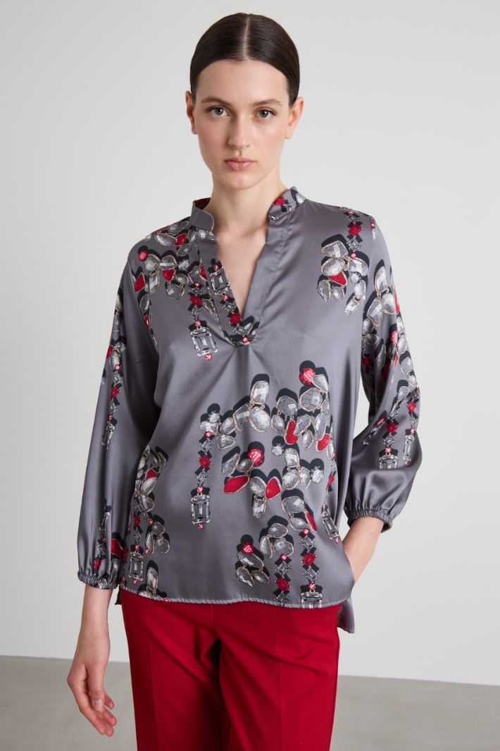 Blusa in twill a fantasia Intrend