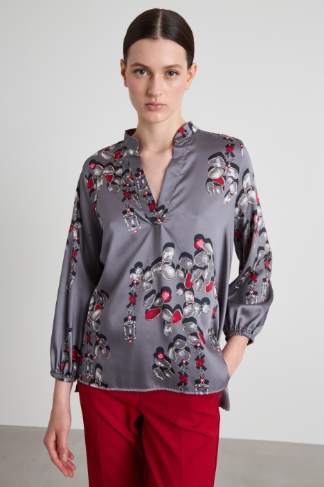 Blusa in twill a fantasia Intrend