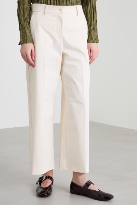 Pantalón cropped de raso de algodón