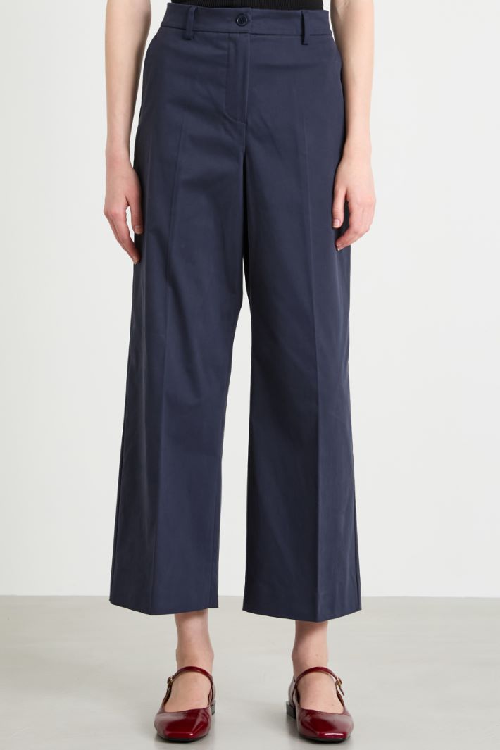 Cotton satin cropped trousers Intrend - 2