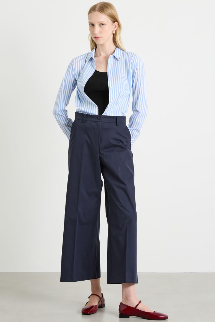 Cotton satin cropped trousers Intrend