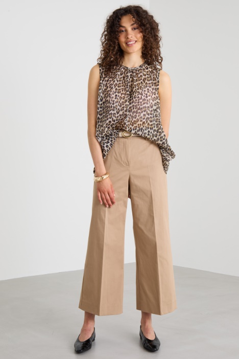 Cotton satin cropped trousers Intrend