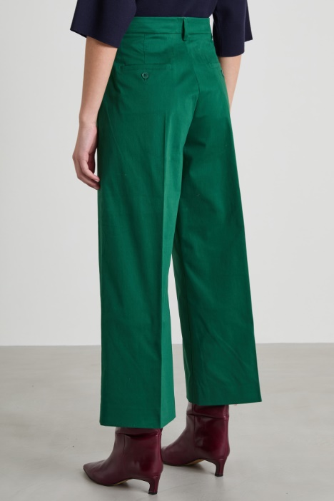 Pantaloni cropped in raso di cotone