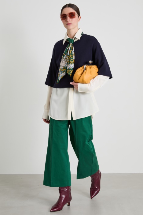 Pantaloni cropped in raso di cotone Intrend