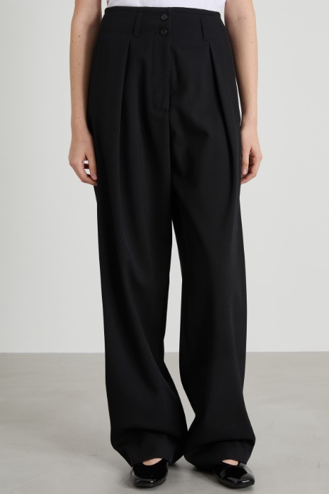 Pantalón ancho en mezcla de lana