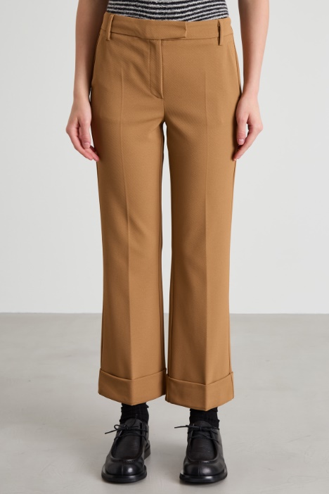 Pantaloni in tricotina con risvolto