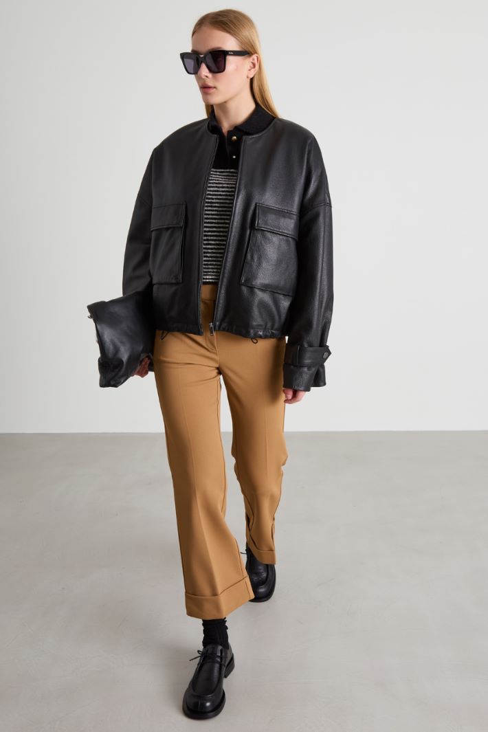 Tricotine trousers with cuffs Intrend
