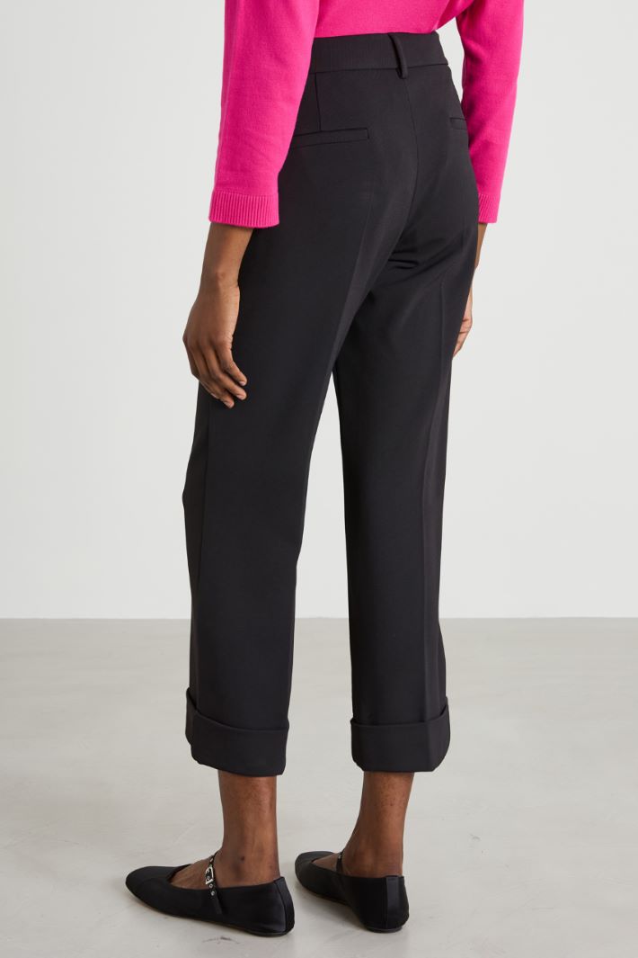 Pantaloni in tricotina con risvolto Intrend - 3