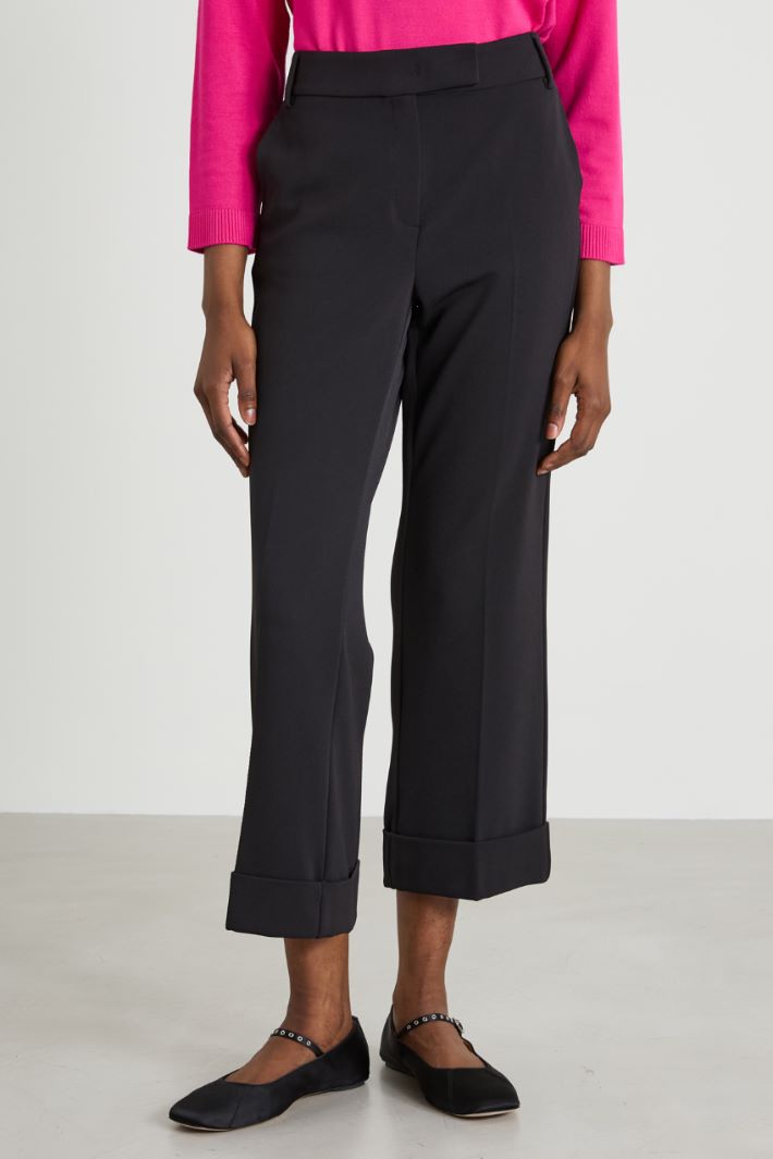 Pantaloni in tricotina con risvolto Intrend - 2
