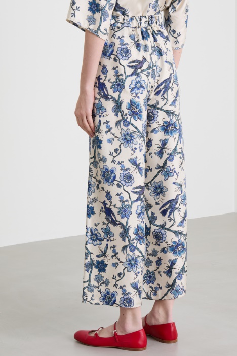 Pantalone ampio in twill di seta