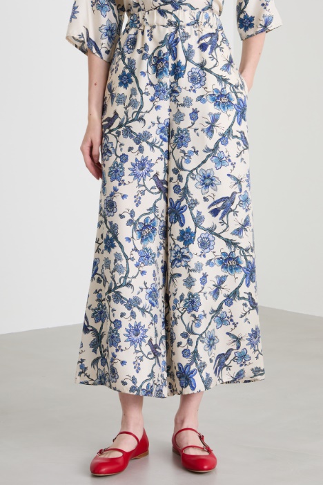 Pantalone ampio in twill di seta