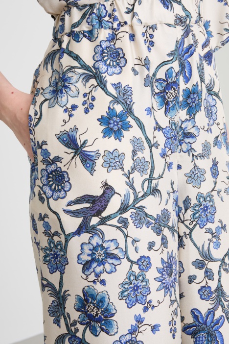 Pantalone ampio in twill di seta