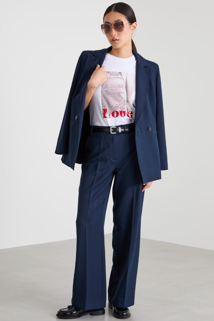 Pantaloni in tessuto diagonale Intrend
