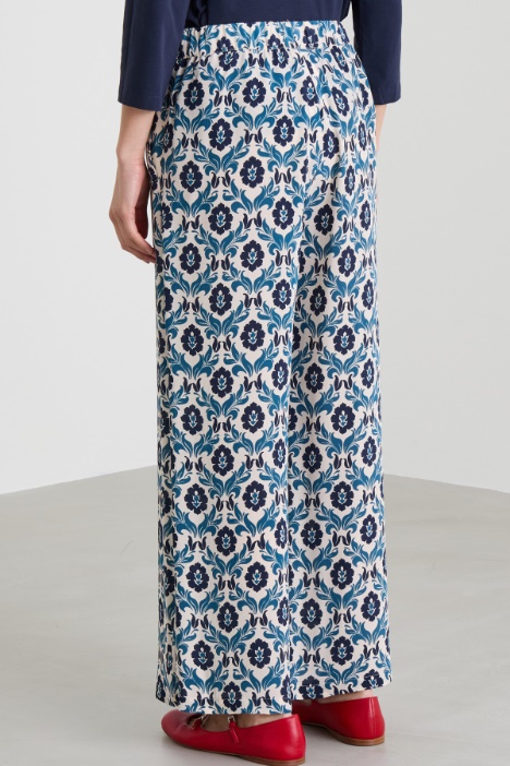 Pantalone in seta stampata