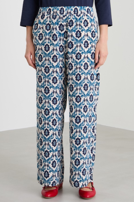 Pantalone in seta stampata
