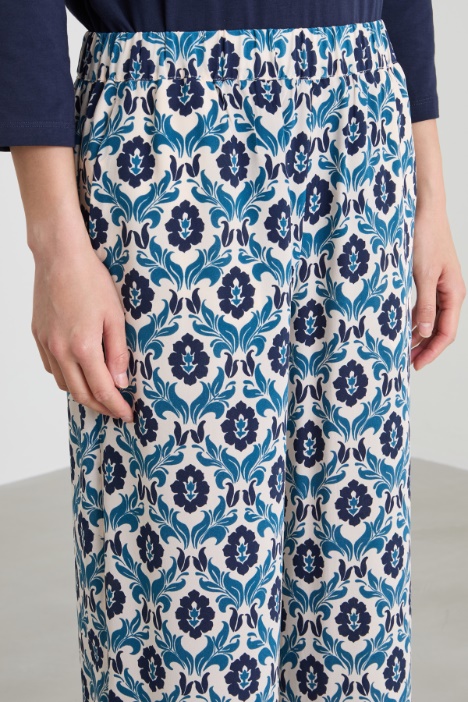 Pantalone in seta stampata