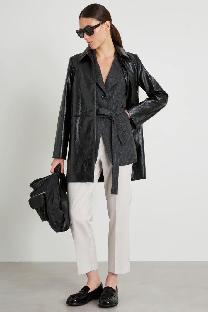 Gilet gessato con cintura