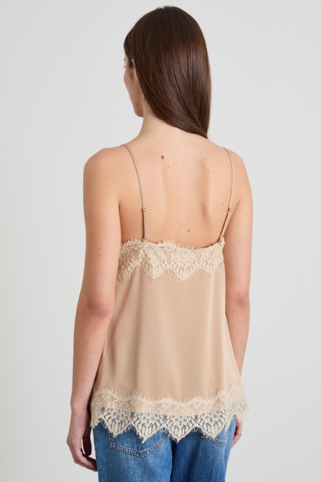 Top con inserti in pizzo