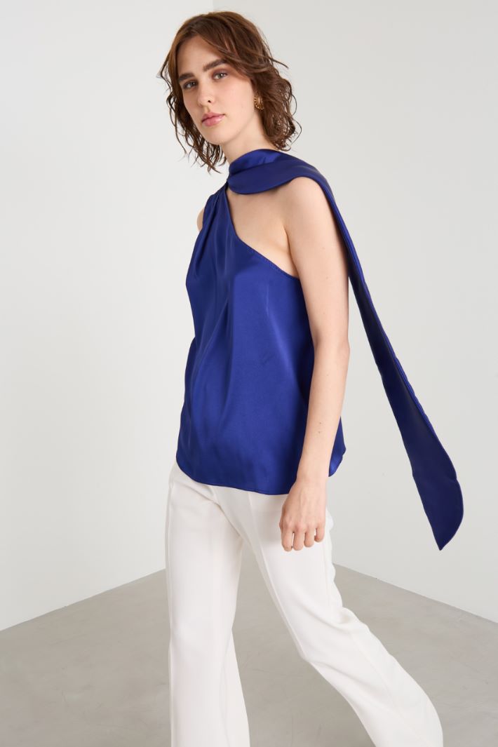 One shoulder top with scarf Intrend - 2
