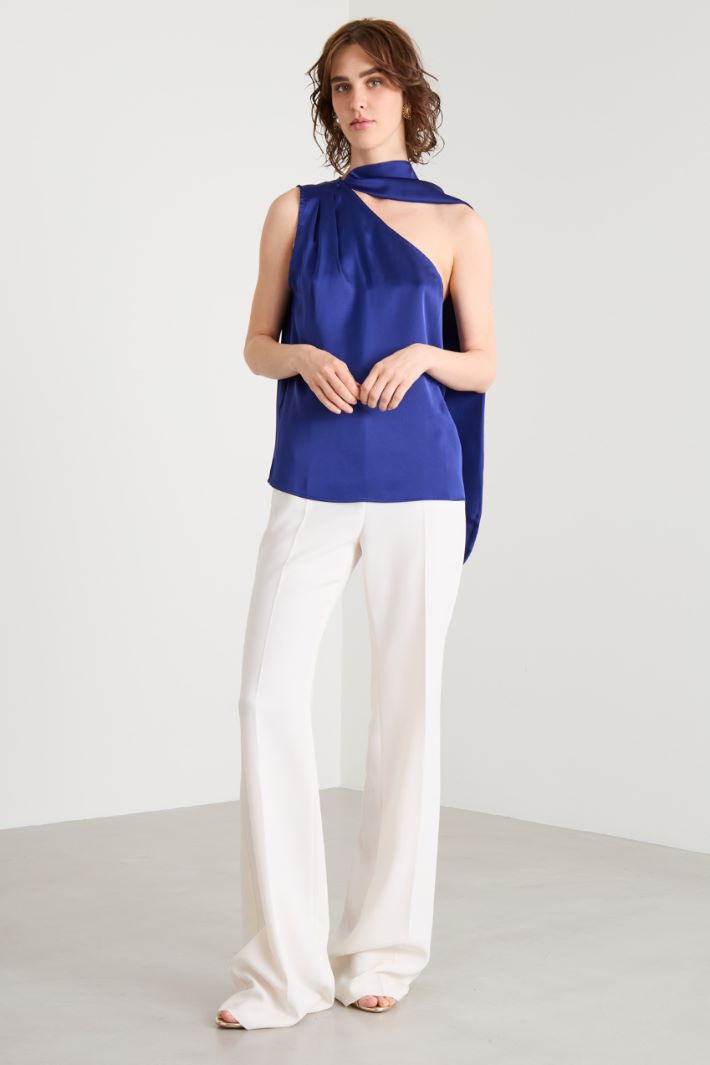One shoulder top with scarf Intrend