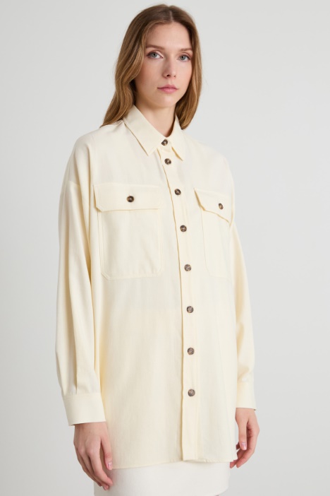 Oversized cotton flannel jacket Intrend