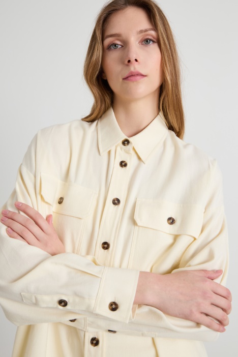 Casacca over in flanella di cotone