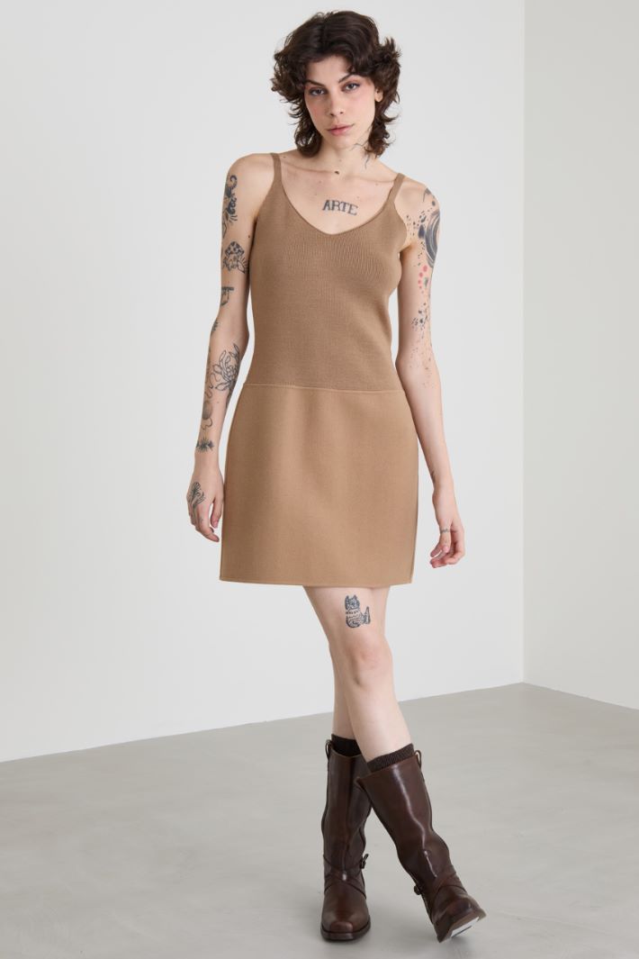 Vestido bimaterial de pura lana Intrend - 2