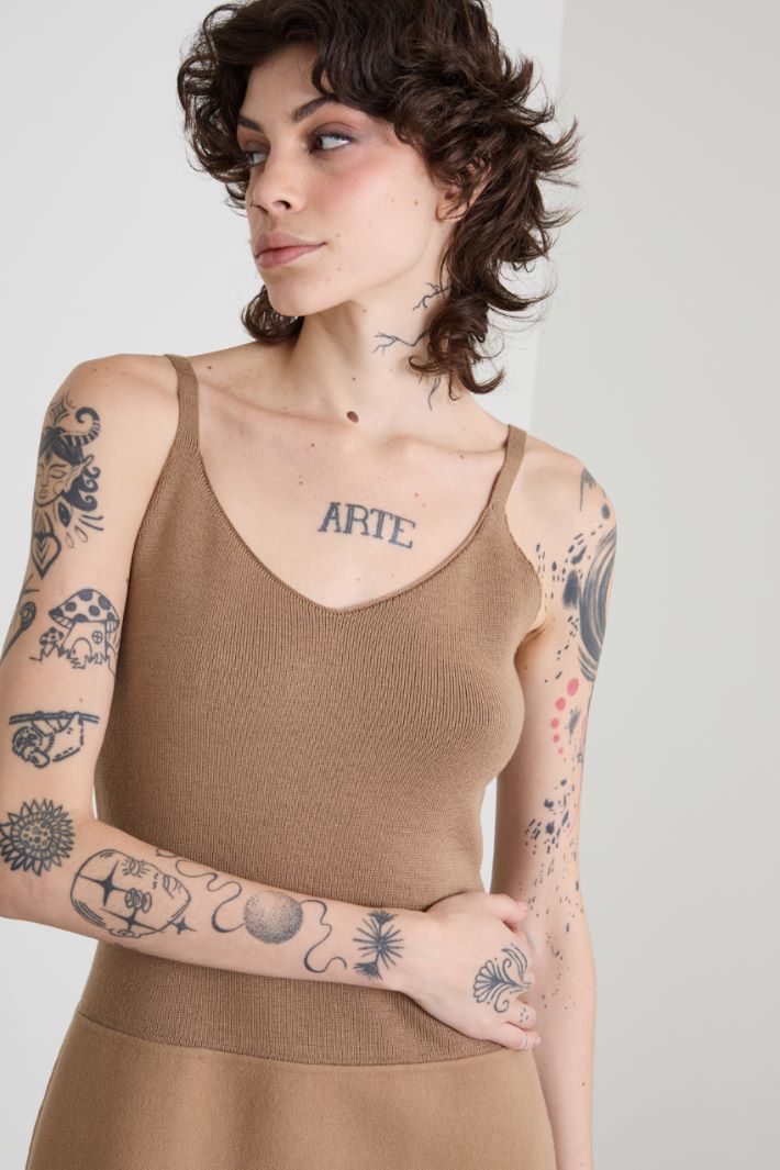 Vestido bimaterial de pura lana Intrend - 4