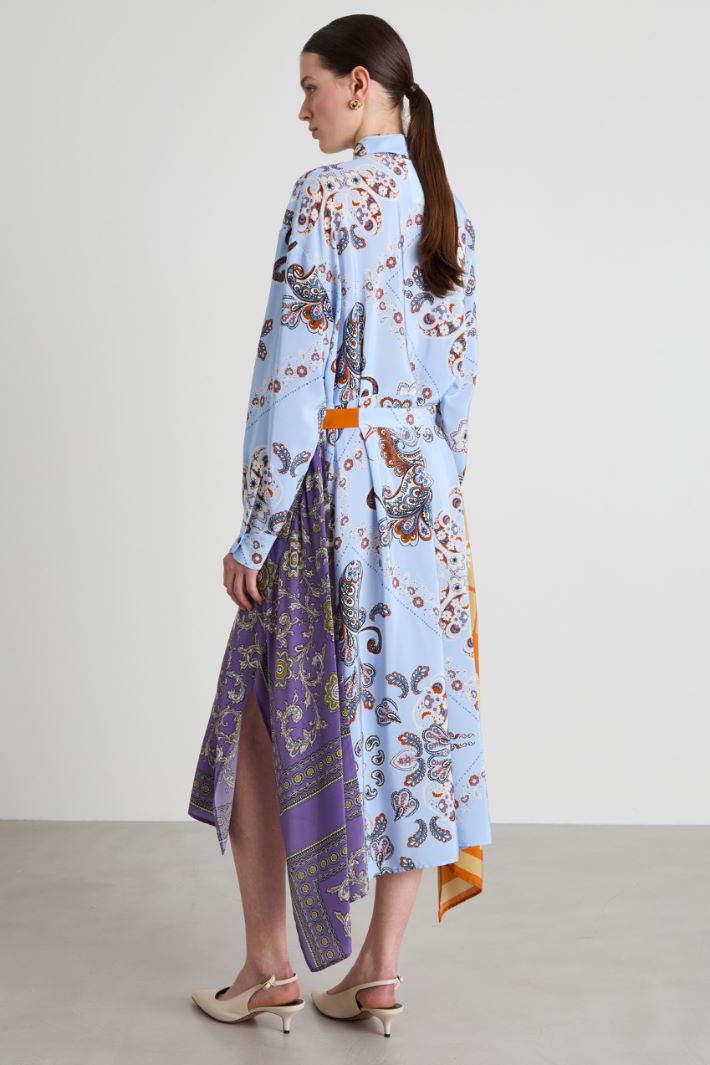 Patchwork crepe shirt dress Intrend - 3
