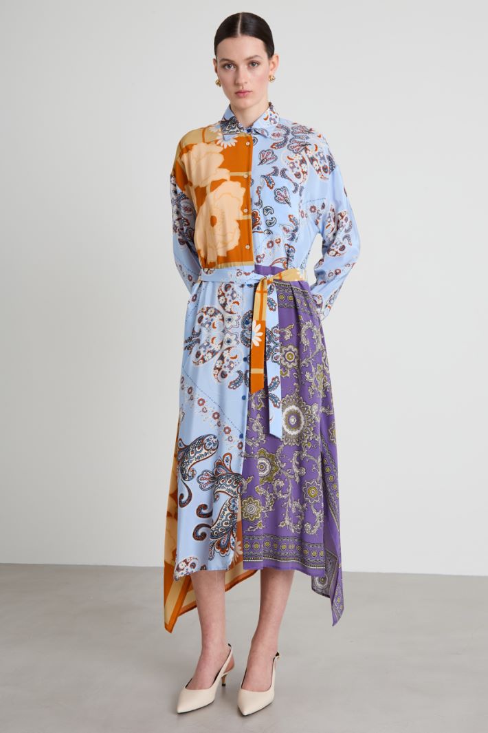 Patchwork crepe shirt dress Intrend - 2