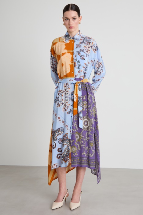 Camisa de crepé de patchwork