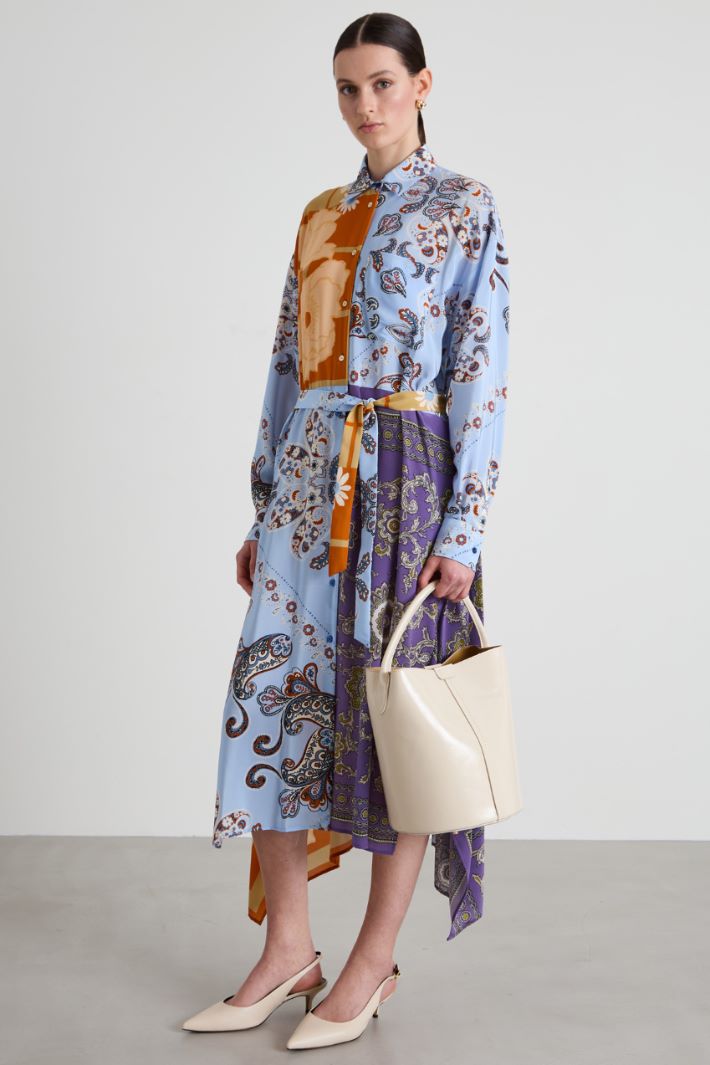 Patchwork crepe shirt dress Intrend