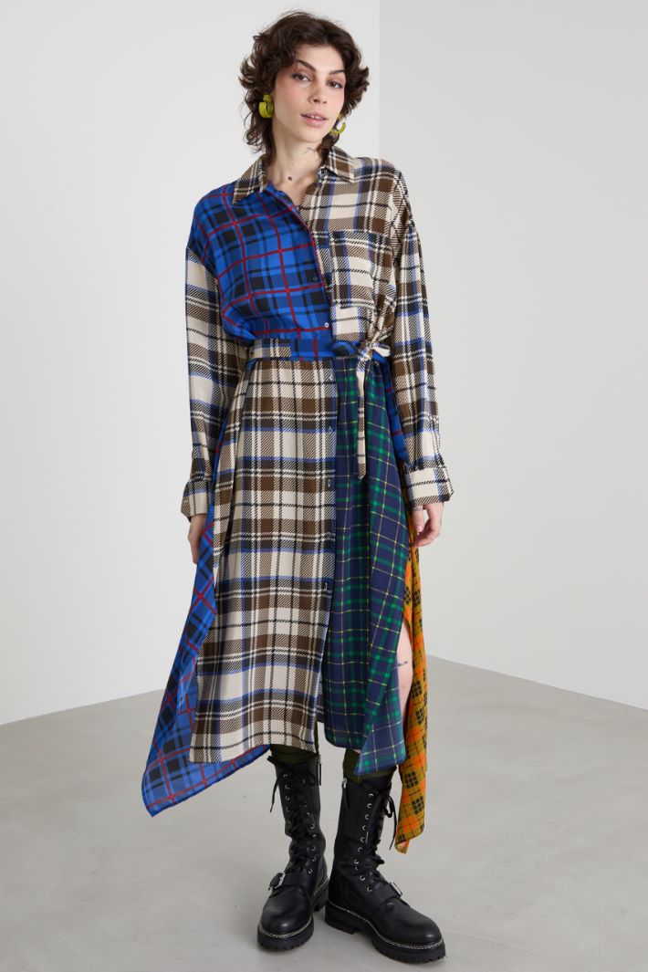 Patchwork crepe shirt dress Intrend - 2