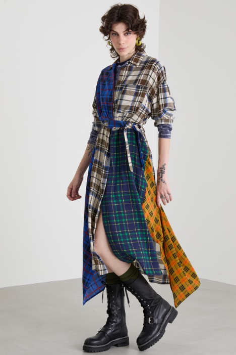 Patchwork crepe shirt dress Intrend