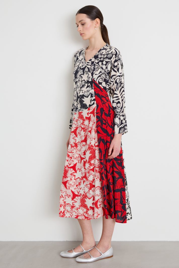 Printed crepe patchwork dress Intrend - 2