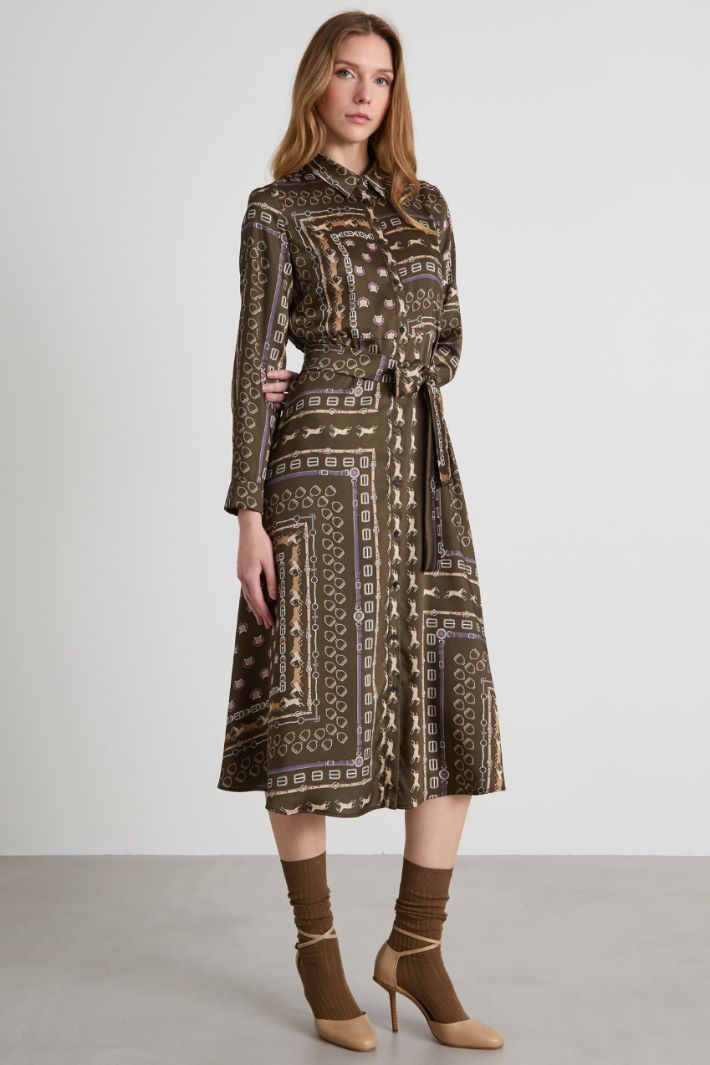 Belted twill shirt dress Intrend - 2