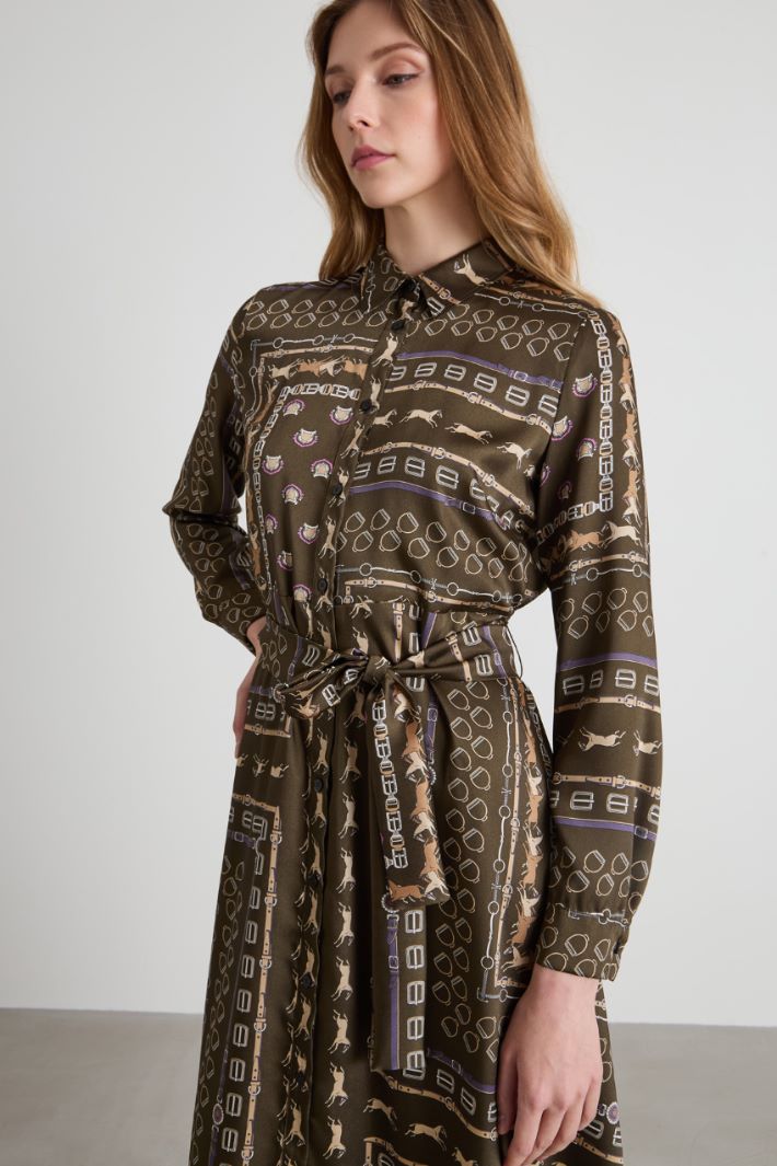 Belted twill shirt dress Intrend - 4