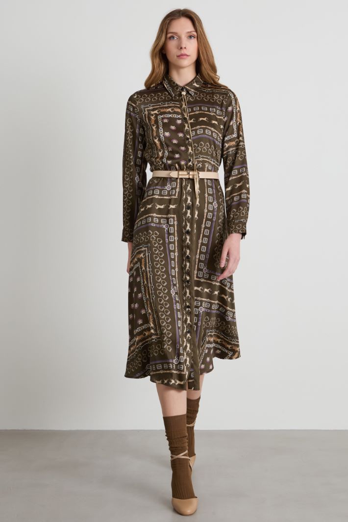 Belted twill shirt dress Intrend