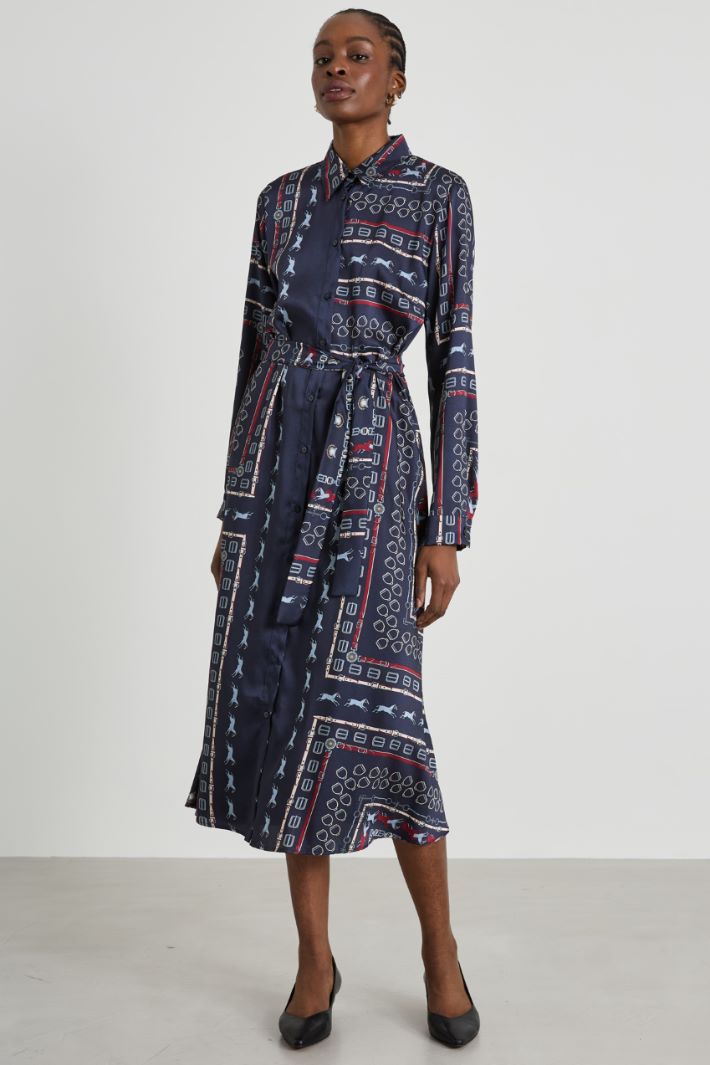 Belted twill shirt dress Intrend - 2