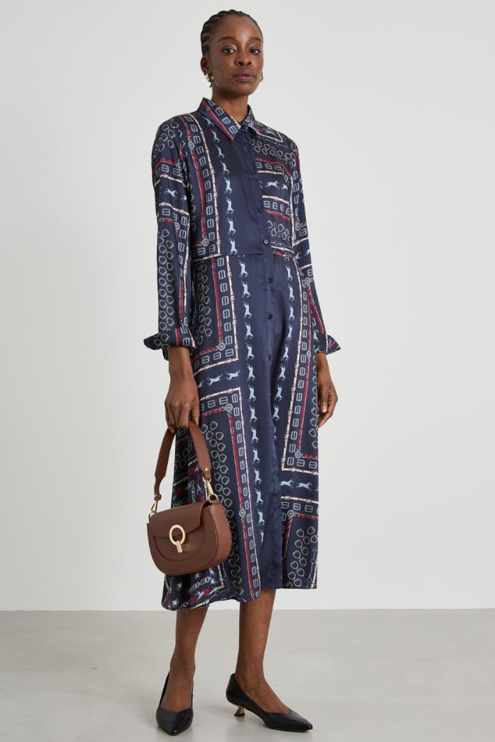Belted twill shirt dress Intrend