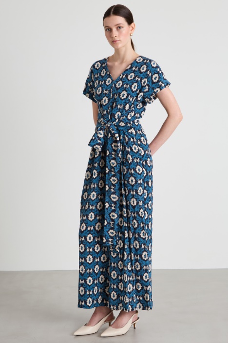 Tuta in crêpe di seta stampata