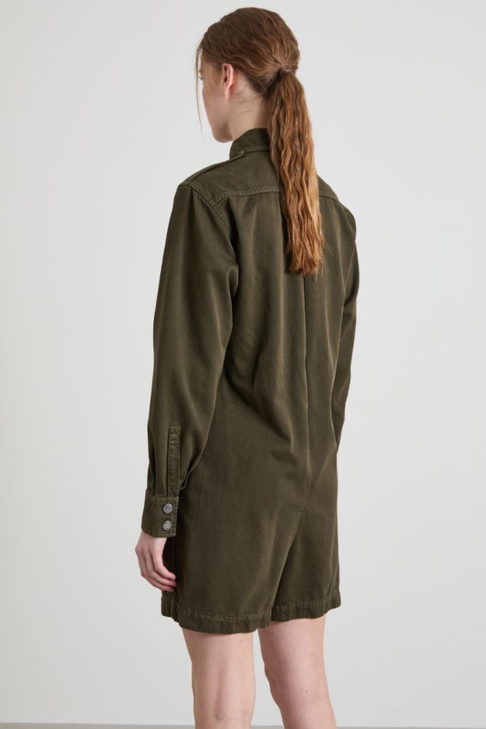 Cotton gabardine cargo jumpsuit Intrend - 3