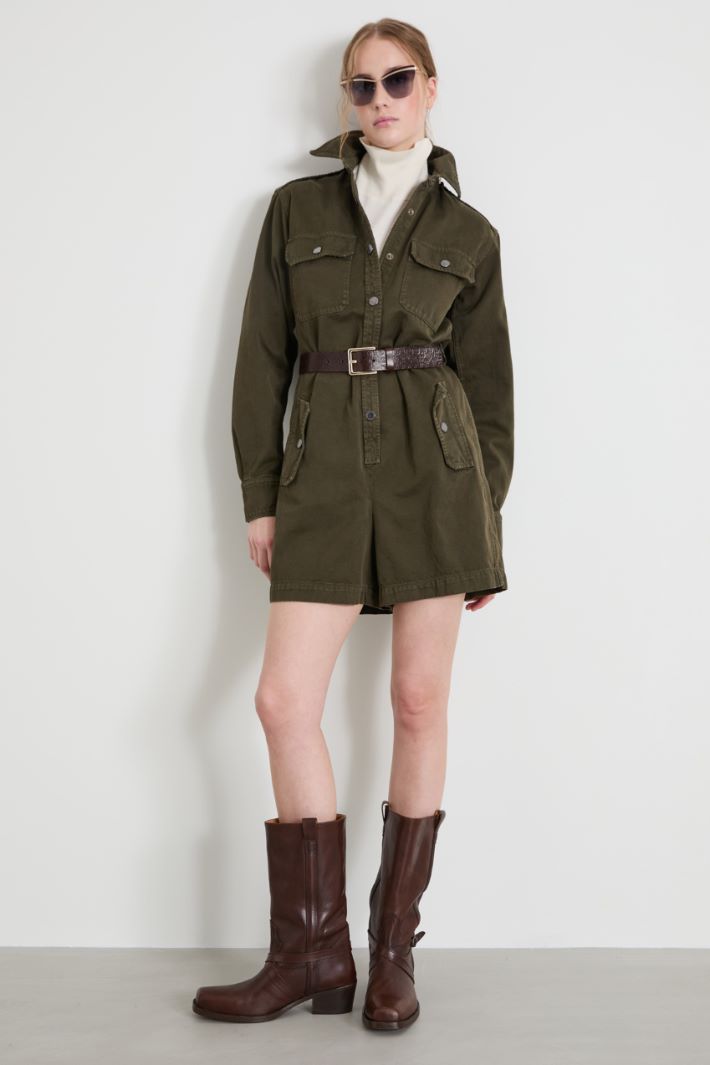 Cotton gabardine cargo jumpsuit Intrend