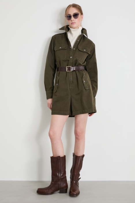 Cotton gabardine cargo jumpsuit Intrend