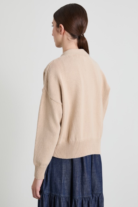Cardigan in cotone con intarsio