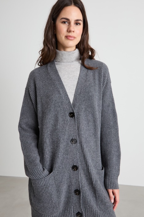 Cardigan lungo in misto lana